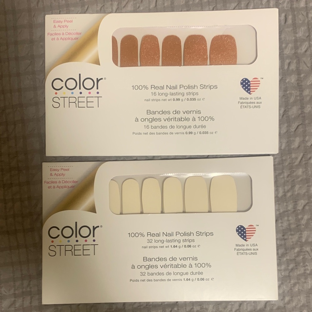 Color Street Press-On Nails - Glittering Gold and Classic Cream